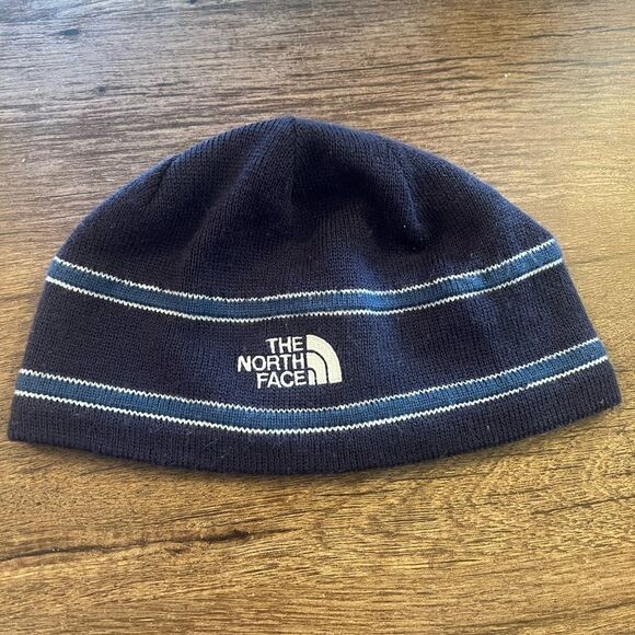 The North Face Dark Blue Knit Hat with White Accents - Picture 1 of 2